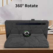 For Samsung Galaxy Tab S9+ / S8+ / S7+ Tree Life Embossed Rotation Leather Tablet Case(Black)