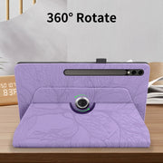 For Samsung Galaxy Tab S9 Ultra/S8 Ultra Tree Life Embossed Rotation Leather Tablet Case(Purple)