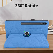 For Samsung Galaxy Tab S10 Ultra / S9 Ultra Tree Life Embossed Rotation Leather Tablet Case(Blue)