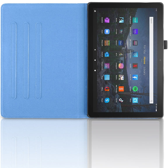 For Amazon Kindle Fire HD8 2022 / 2020 Tree Life Embossed Rotation Leather Tablet Case(Blue)