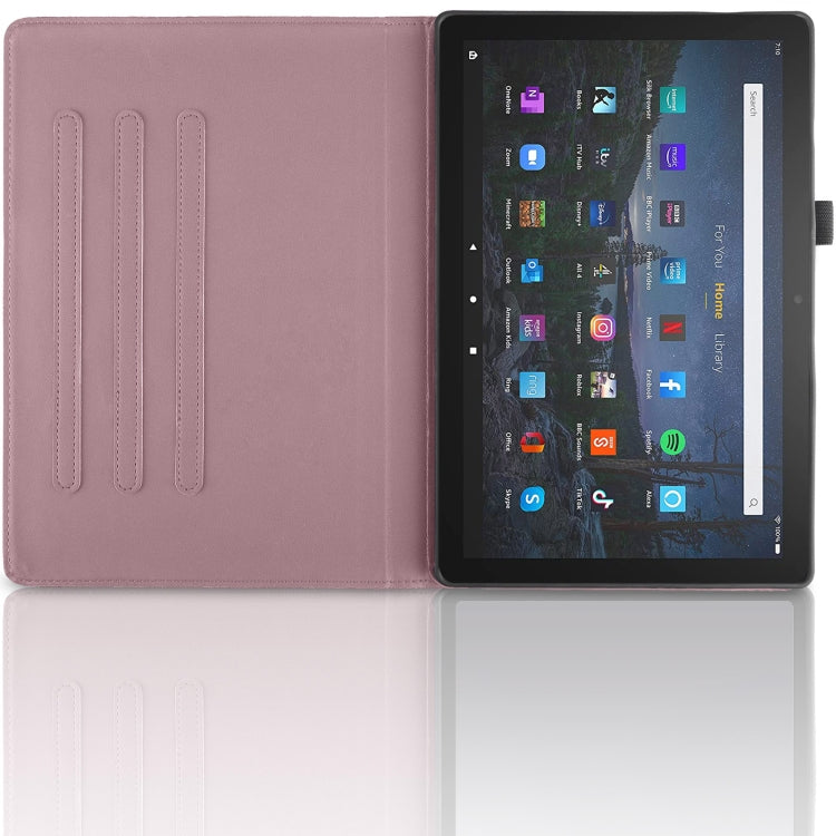For Amazon Kindle Fire HD10 2021 Tree Life Embossed Rotation Leather Tablet Case(Rose Gold)