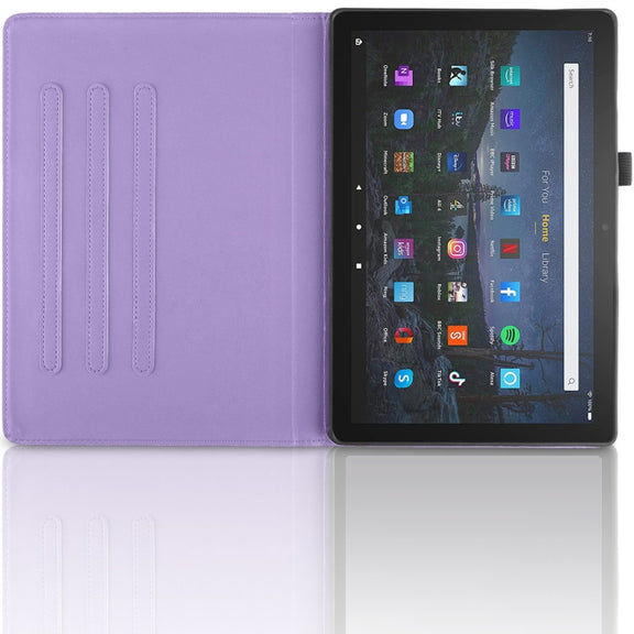 For Amazon Kindle Fire HD10 2021 Tree Life Embossed Rotation Leather Tablet Case(Purple)