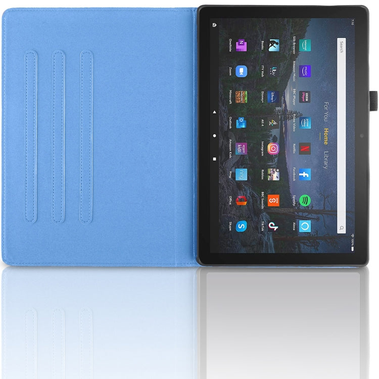For Amazon Kindle Fire HD10 2021 Tree Life Embossed Rotation Leather Tablet Case(Blue)