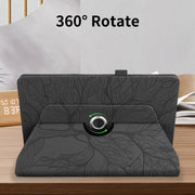 For Amazon Kindle Fire HD10 2021 Tree Life Embossed Rotation Leather Tablet Case(Black)