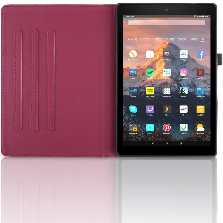 For Amazon Kindle Fire HD8 2015-2019 Tree Life Embossed Rotation Leather Tablet Case(Red)