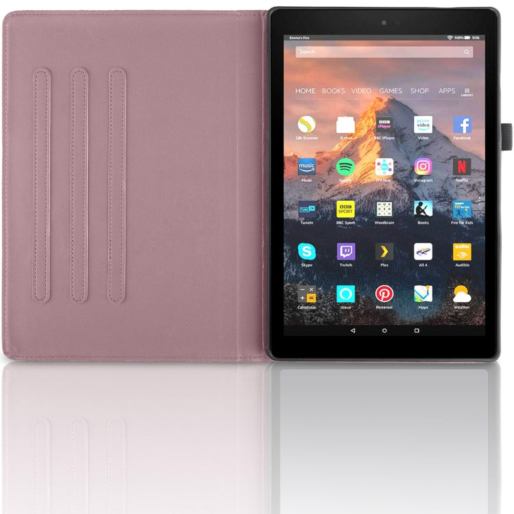 For Amazon Kindle Fire HD8 2015-2019 Tree Life Embossed Rotation Leather Tablet Case(Rose Gold)