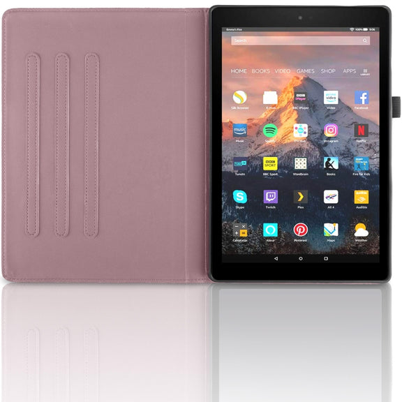 For Amazon Kindle Fire HD8 2015-2019 Tree Life Embossed Rotation Leather Tablet Case(Rose Gold)