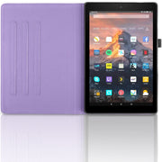 For Amazon Kindle Fire HD8 2015-2019 Tree Life Embossed Rotation Leather Tablet Case(Purple)