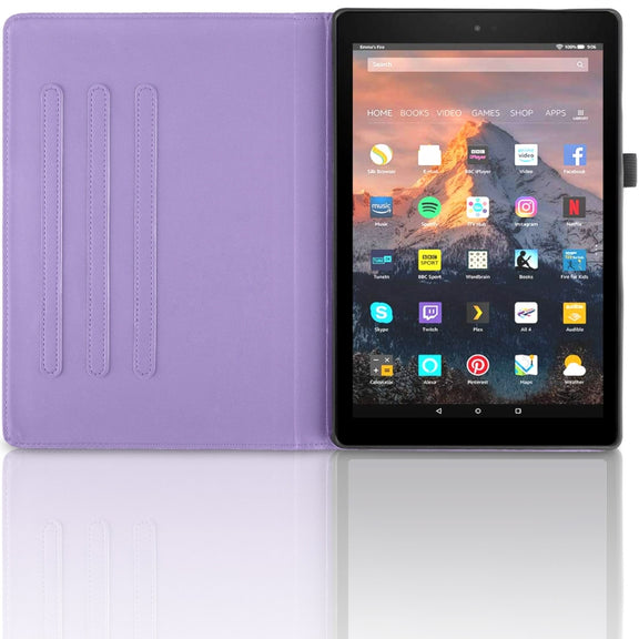 For Amazon Kindle Fire HD8 2015-2019 Tree Life Embossed Rotation Leather Tablet Case(Purple)