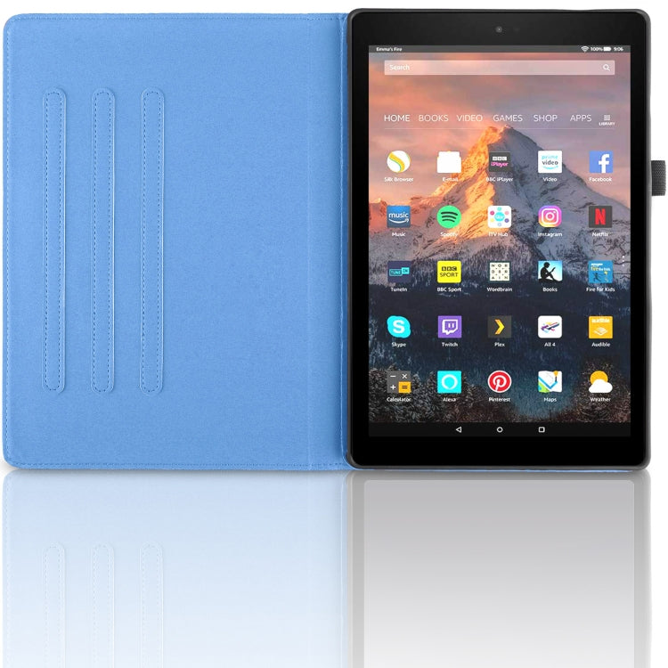 For Amazon Kindle Fire HD8 2015-2019 Tree Life Embossed Rotation Leather Tablet Case(Blue)