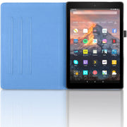 For Amazon Kindle Fire HD8 2015-2019 Tree Life Embossed Rotation Leather Tablet Case(Blue)