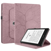 For Amazon Kindle Paperwhite 5 Tree Life Embossed Rotation Leather Smart Tablet Case(Rose Gold)