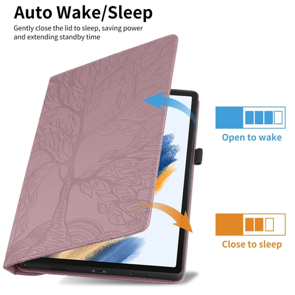 For Amazon Kindle Paperwhite 5 Tree Life Embossed Rotation Leather Smart Tablet Case(Rose Gold)