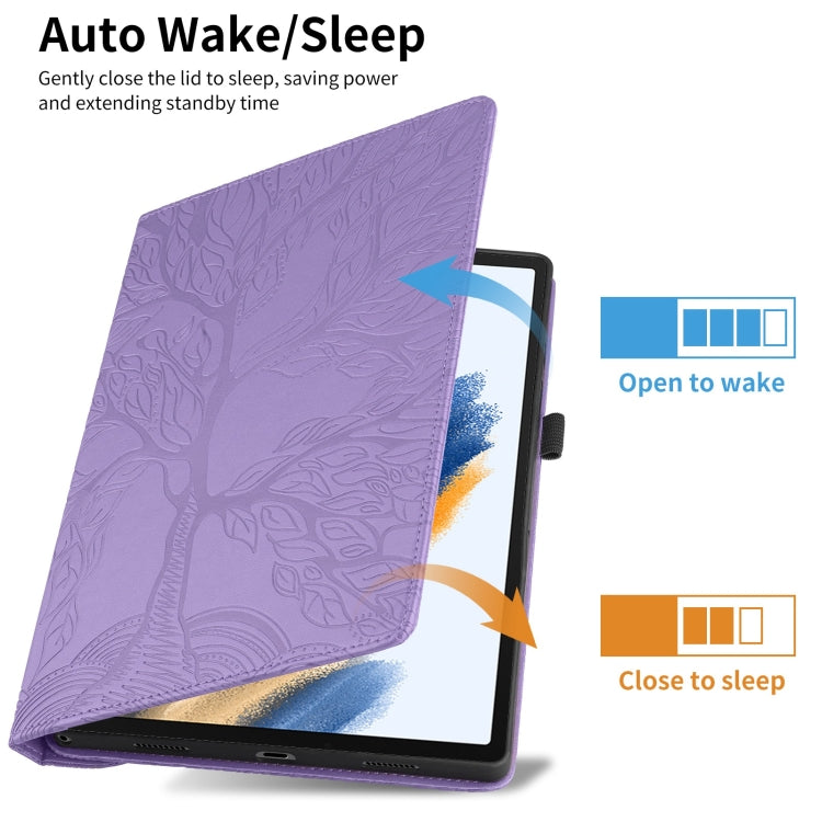 For Amazon Kindle Paperwhite 5 Tree Life Embossed Rotation Leather Smart Tablet Case(Purple)