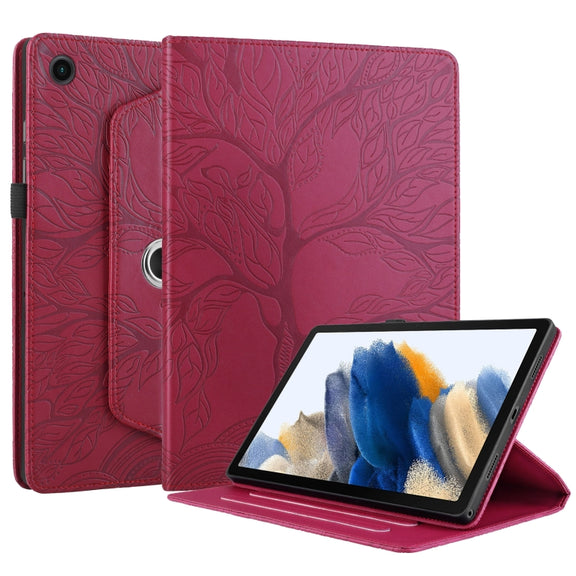 For Lenovo Tab M10 Plus 10.6 3rd Gen Tree Life Embossed Rotation Leather Smart Tablet Case(Red)