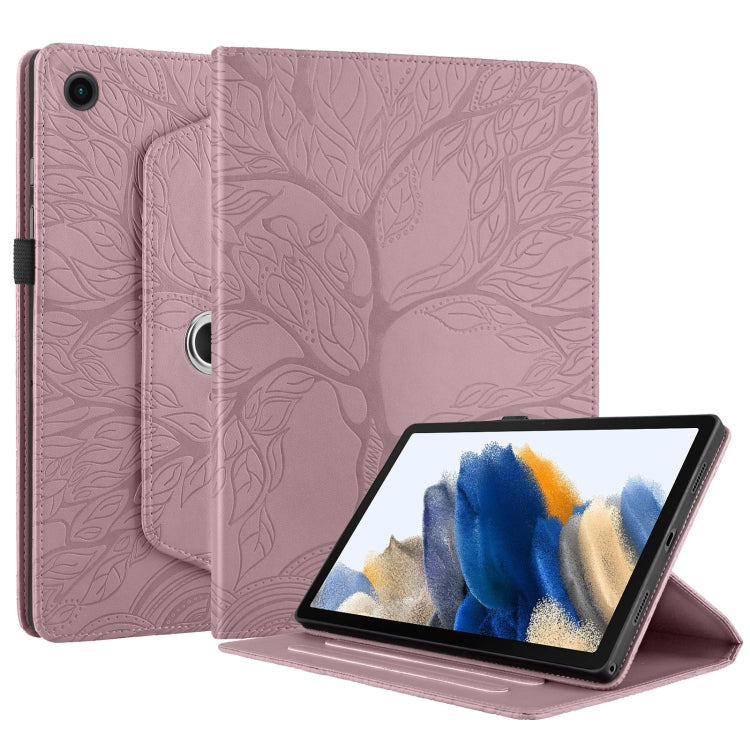 For Lenovo Tab M10 Plus 10.6 3rd Gen Tree Life Embossed Rotation Leather Smart Tablet Case(Rose Gold)