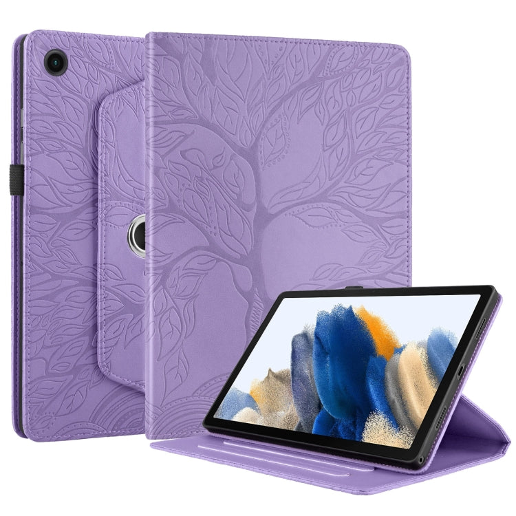 For Lenovo Tab M10 Plus 10.6 3rd Gen Tree Life Embossed Rotation Leather Smart Tablet Case(Purple)