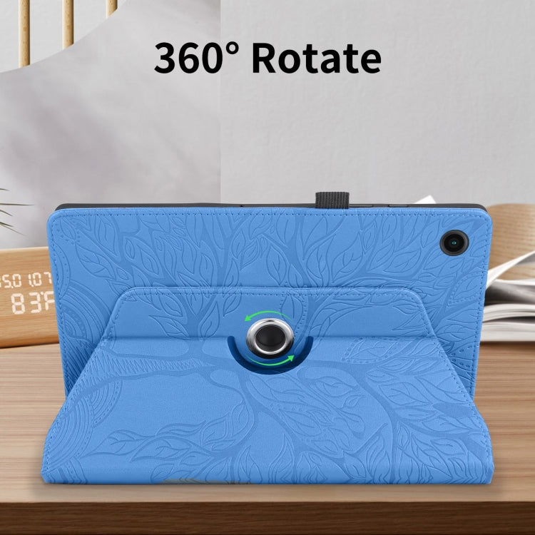 For Lenovo Tab M10 Plus 10.6 3rd Gen Tree Life Embossed Rotation Leather Smart Tablet Case(Blue)