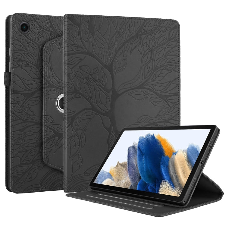 For Lenovo Tab M10 Plus 10.6 3rd Gen Tree Life Embossed Rotation Leather Smart Tablet Case(Black)