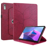 For Lenovo Xiaoxin Pad 11 2nd 2023 Tree Life Embossed Rotation Leather Tablet Case(Red)