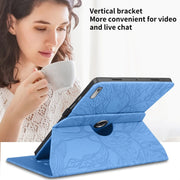 For Lenovo Xiaoxin Pad 11 2nd 2023 Tree Life Embossed Rotation Leather Tablet Case(Blue)