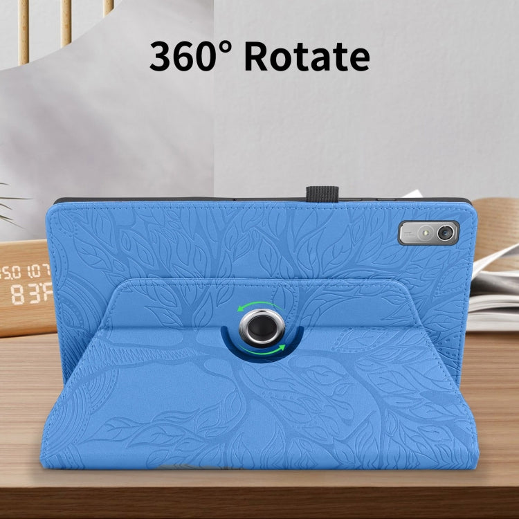 For Lenovo Xiaoxin Pad 11 2nd 2023 Tree Life Embossed Rotation Leather Tablet Case(Blue)