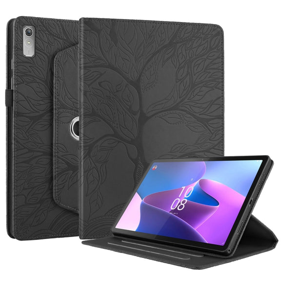 For Lenovo Xiaoxin Pad 11 2nd 2023 Tree Life Embossed Rotation Leather Tablet Case(Black)