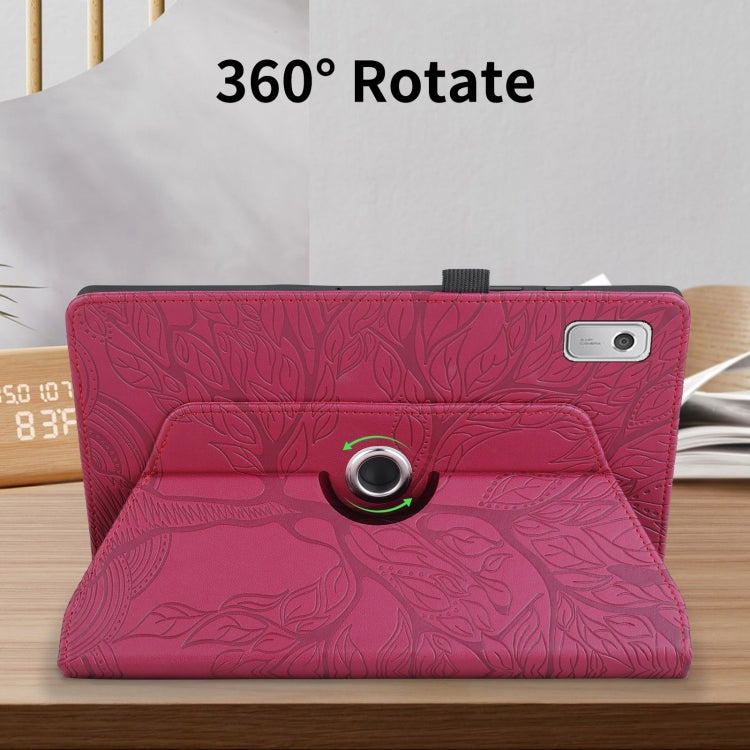For Lenovo Tab M9 Tree Life Embossed Rotation Leather Tablet Case(Red)