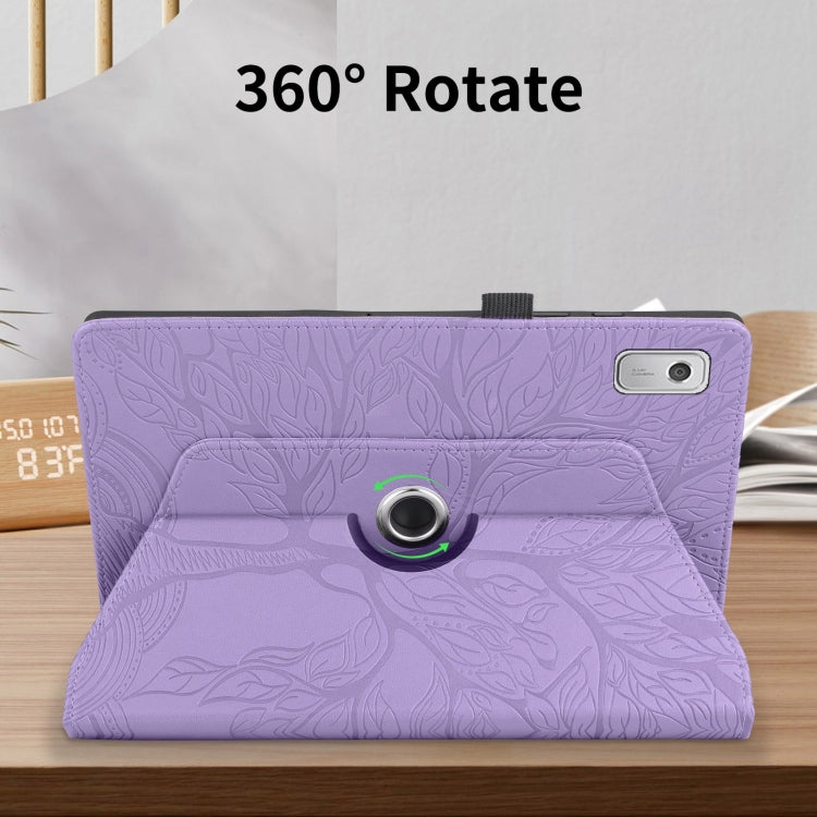 For Lenovo Tab M9 Tree Life Embossed Rotation Leather Tablet Case(Purple)