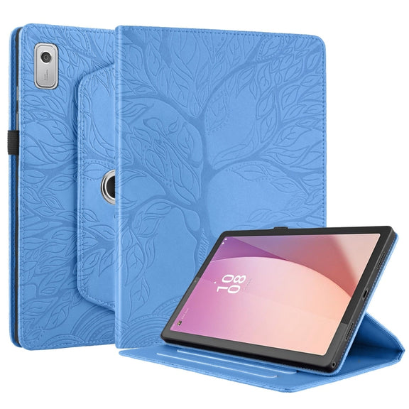 For Lenovo Tab M9 Tree Life Embossed Rotation Leather Tablet Case(Blue)