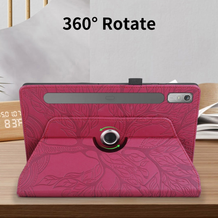 For Lenovo Tab P11 Pro 2nd / Xiaoxin Pad 11 Pro Tree Life Embossed Rotation Leather Tablet Case(Red)