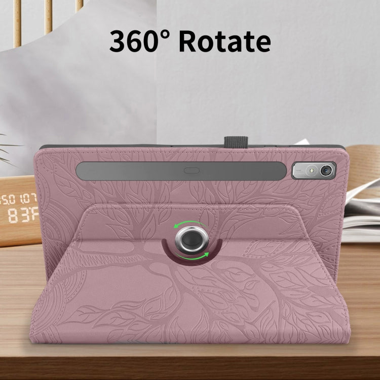 For Lenovo Tab P11 Pro 2nd / Xiaoxin Pad 11 Pro Tree Life Embossed Rotation Leather Tablet Case(Rose Gold)