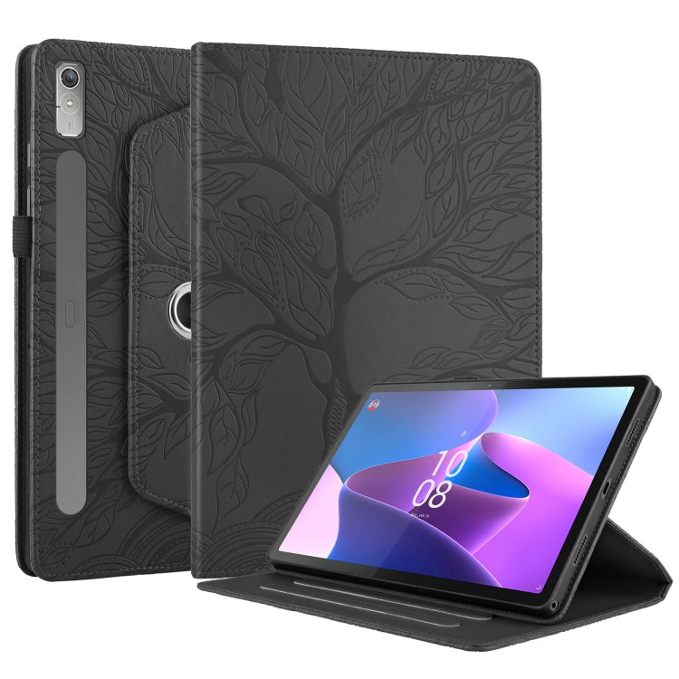 For Lenovo Tab P11 Pro 2nd / Xiaoxin Pad 11 Pro Tree Life Embossed Rotation Leather Tablet Case(Black)