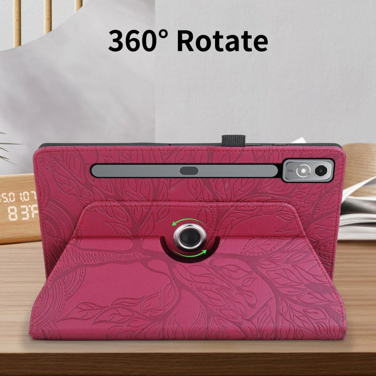 For Lenovo Tab P12 / Xiaoxin Pad Pro 12.7 Tree Life Embossed Rotation Leather Tablet Case(Red)