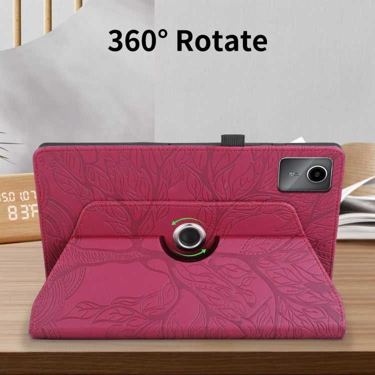 For Lenovo Tab M11 / Xiaoxin Pad 11 2024 Tree Life Embossed Rotation Leather Tablet Case(Red)