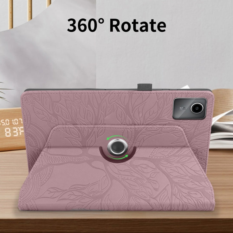 For Lenovo Tab M11 / Xiaoxin Pad 11 2024 Tree Life Embossed Rotation Leather Tablet Case(Rose Gold)