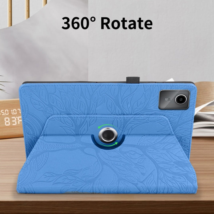 For Lenovo Tab M11 / Xiaoxin Pad 11 2024 Tree Life Embossed Rotation Leather Tablet Case(Blue)