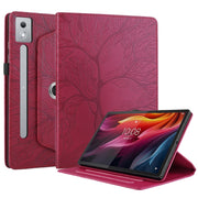 For Lenovo Tab P12 / Xiaoxin Pad Pro 12.7 2025 Tree Life Embossed Rotation Leather Tablet Case(Red)