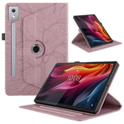For Lenovo Tab P12 / Xiaoxin Pad Pro 12.7 2025 Tree Life Embossed Rotation Leather Tablet Case(Rose Gold)
