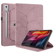 For Lenovo Tab P12 / Xiaoxin Pad Pro 12.7 2025 Tree Life Embossed Rotation Leather Tablet Case(Rose Gold)