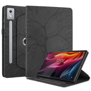 For Lenovo Tab P12 / Xiaoxin Pad Pro 12.7 2025 Tree Life Embossed Rotation Leather Tablet Case(Black)