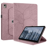 For Nokia T21 Tree Life Embossed Rotation Leather Tablet Case(Rose Gold)