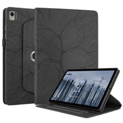For Nokia T21 Tree Life Embossed Rotation Leather Tablet Case(Black)