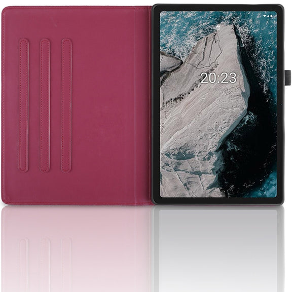 For Nokia T20 10.4 2021 Tree Life Embossed Rotation Leather Tablet Case(Red)