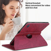 For Nokia T20 10.4 2021 Tree Life Embossed Rotation Leather Tablet Case(Red)