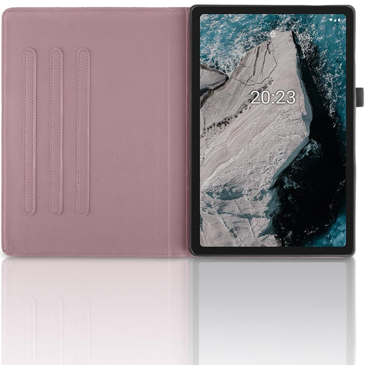 For Nokia T20 10.4 2021 Tree Life Embossed Rotation Leather Tablet Case(Rose Gold)
