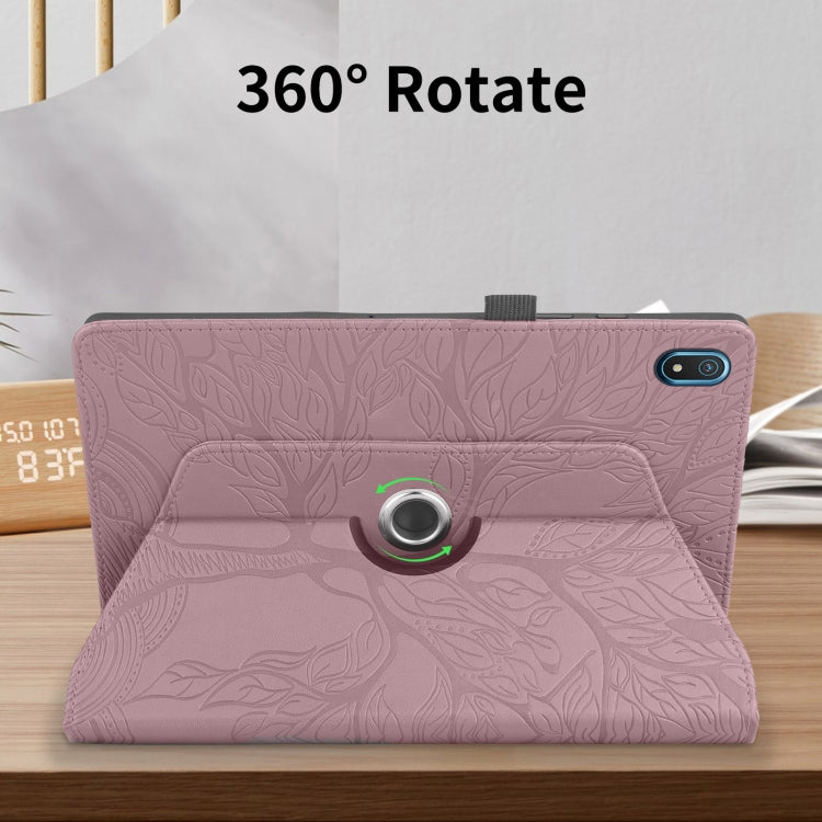 For Nokia T20 10.4 2021 Tree Life Embossed Rotation Leather Tablet Case(Rose Gold)