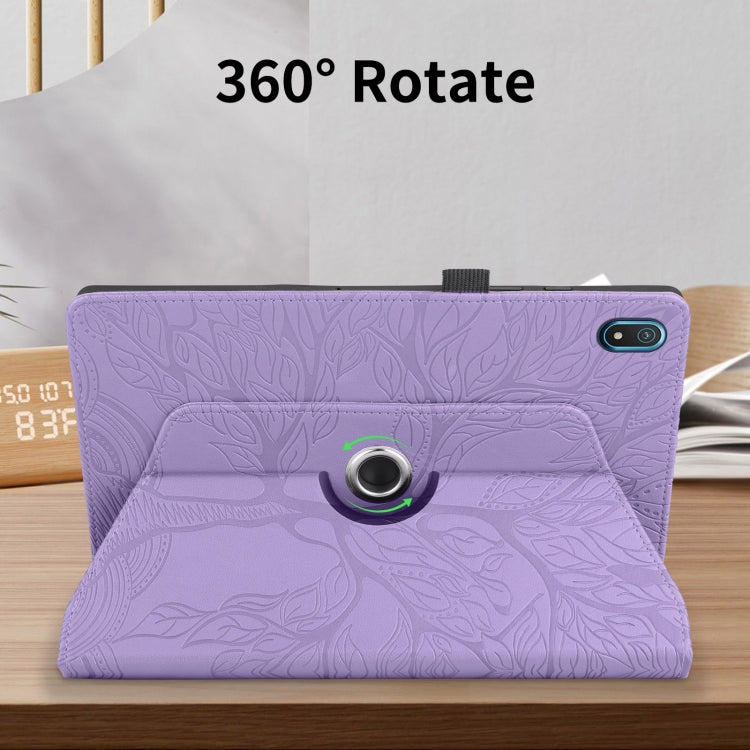 For Nokia T20 10.4 2021 Tree Life Embossed Rotation Leather Tablet Case(Purple)
