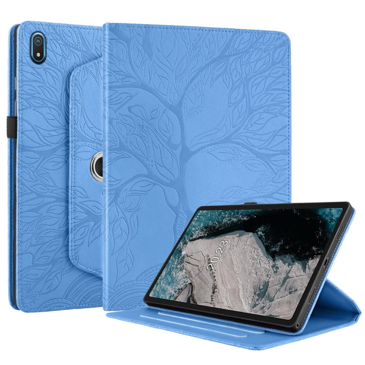 For Nokia T20 10.4 2021 Tree Life Embossed Rotation Leather Tablet Case(Blue)