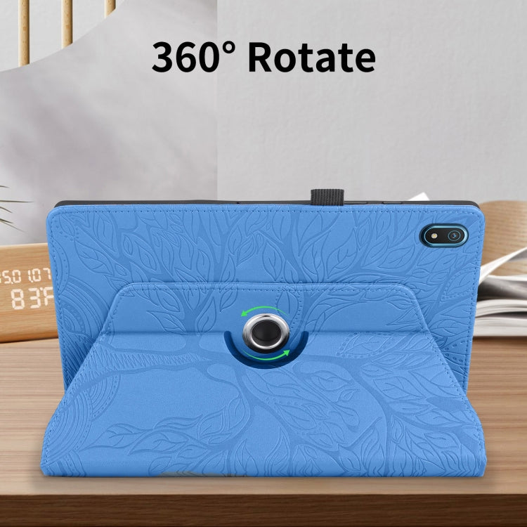 For Nokia T20 10.4 2021 Tree Life Embossed Rotation Leather Tablet Case(Blue)